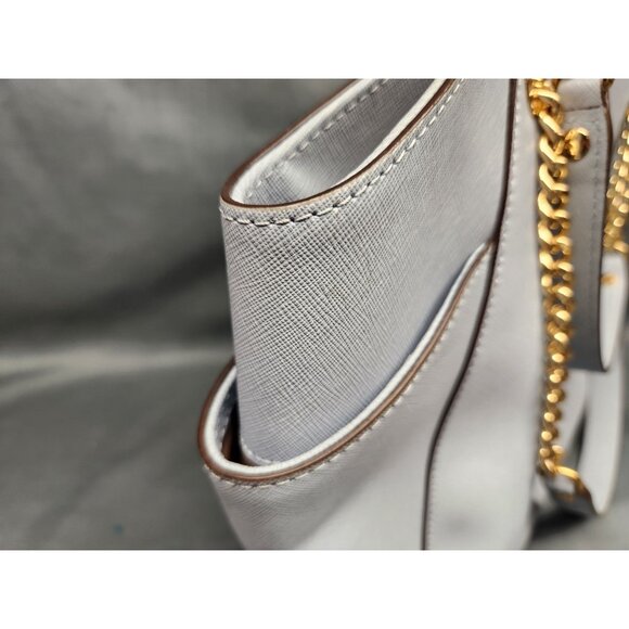 Michael Kors Jet Set Travel Tote Chain Shoulder Leather Blue Pre-Owned! - Picture 12 of 12